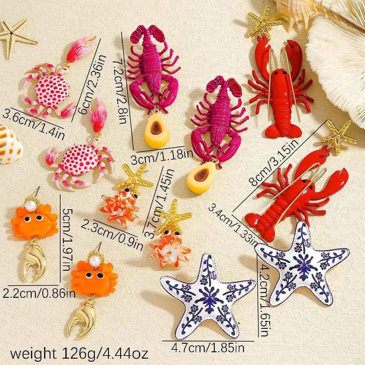 Fashion Enamel Sea Animal Dangle Earrings For Women Cute And Fun Summer Beach Starfish Lobster Crab Jewelry 2025 Ear Accessories
