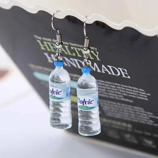 Novelty Creativity Fake Bottle Dangle Earrings for Women Funny Mineral Water Bottles Hook Drop Earrings New Fashion Jewelry