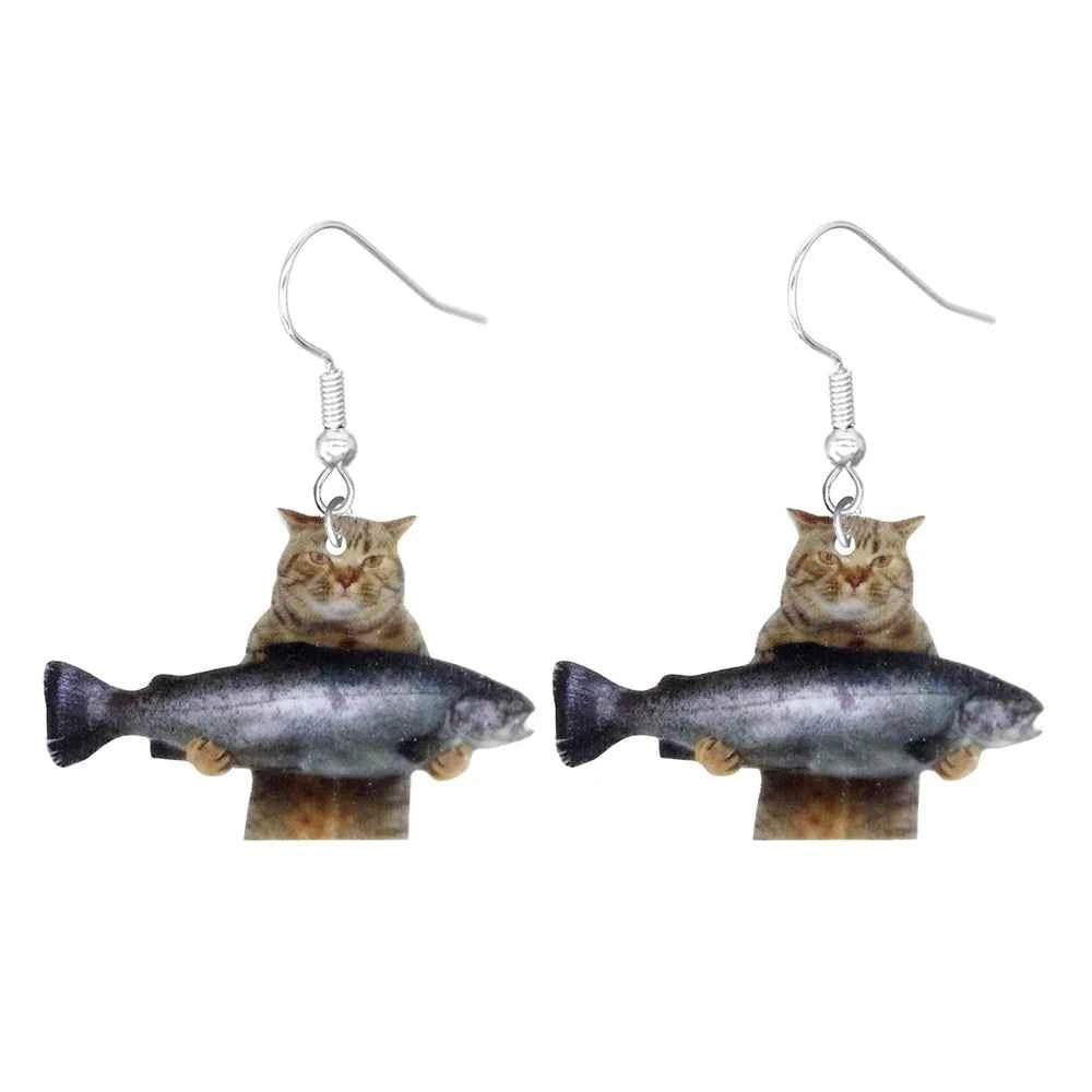 Animal Earrings For Women Cute Female Acrylic Earrings Funny  Personal Party Gifts Duck  Dog Cat