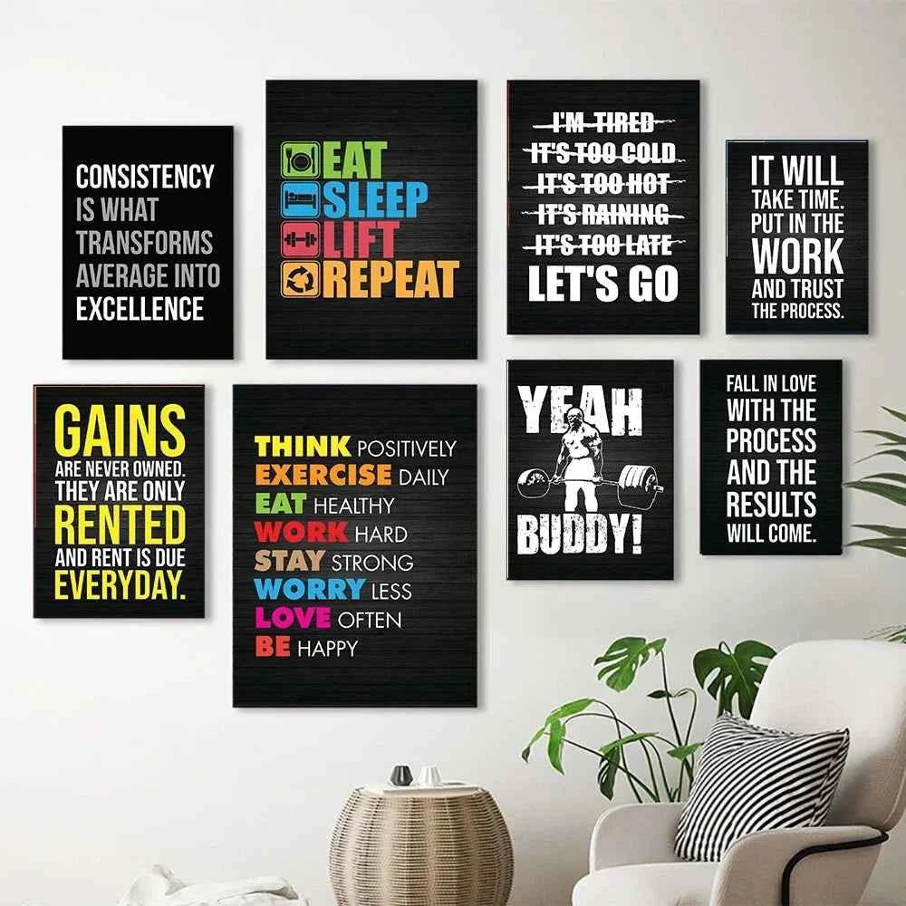 Office Decor Exercise Motivational Quote Minimalist Wall Art Print Canvas Painting Posters for Living Room Modern Home Decor