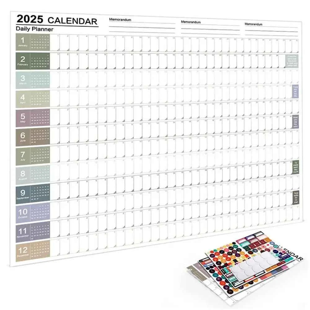 Large 2025 Schedules Calendar Planner Monthly Paper Weekly Planning Notepad Notebook Agenda Wall Calendar 365 Day Plan Hanging