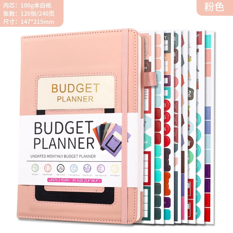 A5 Undated Budget Planner 2 Year Expense Tracker Notebook Bill Organizer Money Savings Financial Book with Pocket