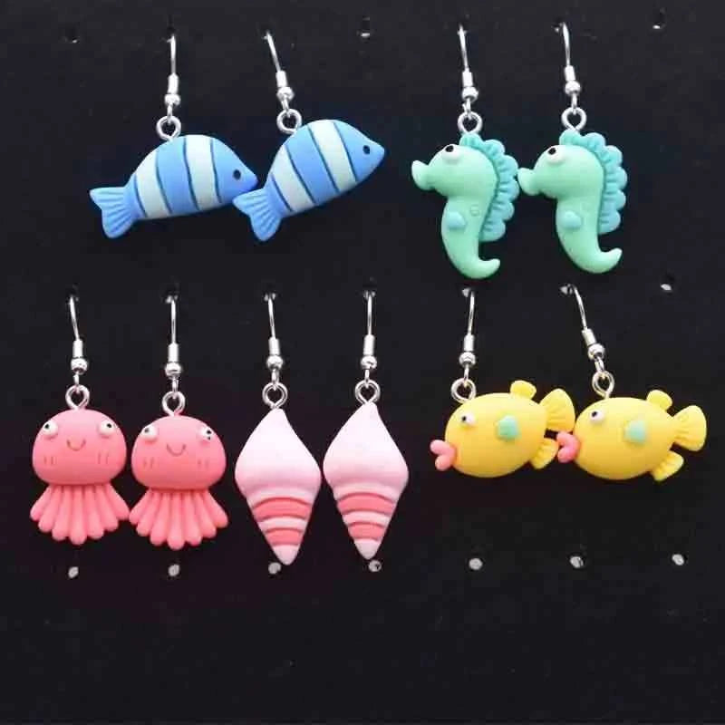 Earring For Women Resin Handmade Cute Animals Ice Cream Drinks Candy Fruits Pissa Drop Earrings Funny Gift