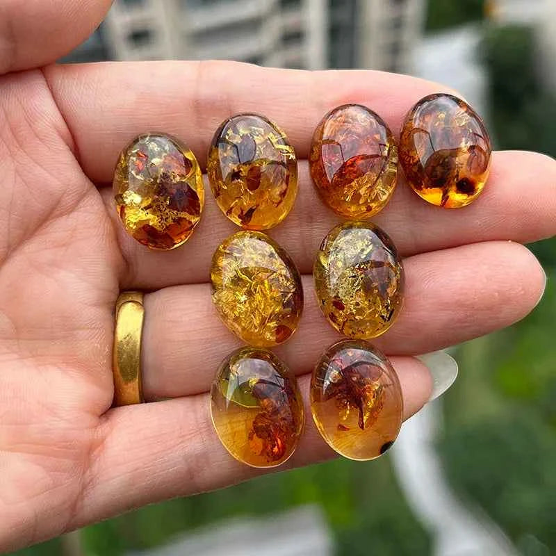 Yoowei Natural Floral Amber Earrings for Girls Chic Sweet Stud Earring Lady Fashion Baltic Oval Amber Jewelry Gift Wholesale
