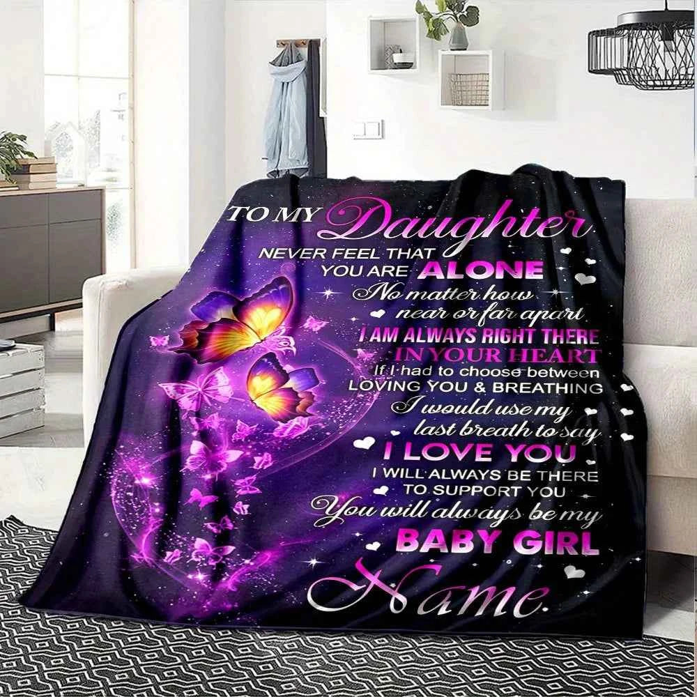 1pc Personalized Custom Name "to My Daughter" Flannel Blanket Heartfelt Message Soft for Bed Sofa Travel Daughter Gifts From Mom