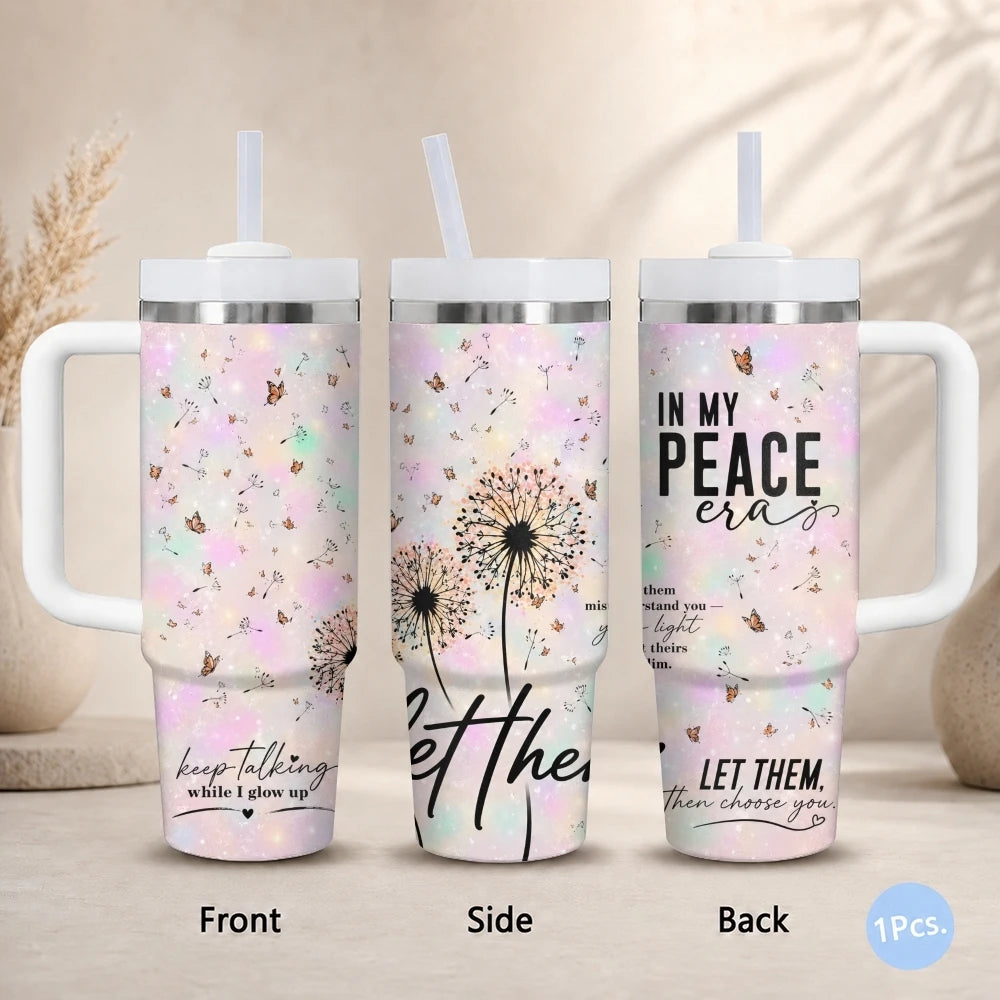 40oz Butterfly Dandelion Tumbler – Stainless Steel Insulated Travel Mug