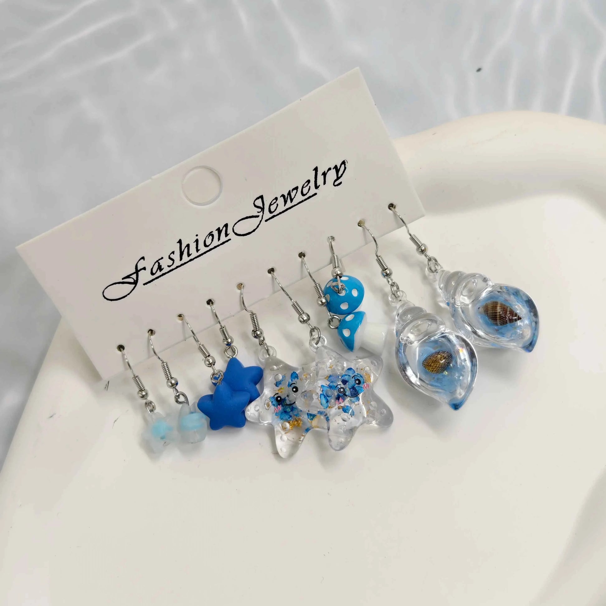 Mushroom starfish pentagram conch simulation funny food stick ice night light earring set