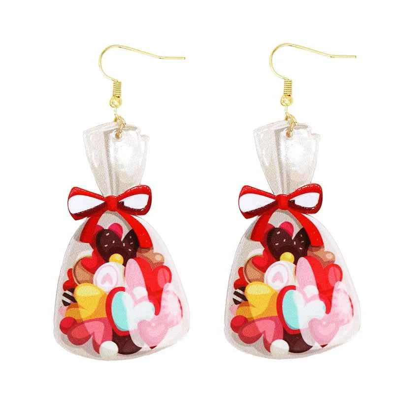 Earrings For Women Girls Hip Hop Cute Exaggeration Special Creativity Jewelry Valentine's Day Teddy Bear  Sweet Heart