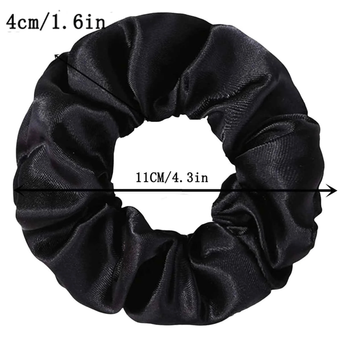 12/10pcs New Satin Fabric Sausage Loop Hair Rings Set Solid Colour Fabric Loop Hair Rope Scrunchies Headwear Ties