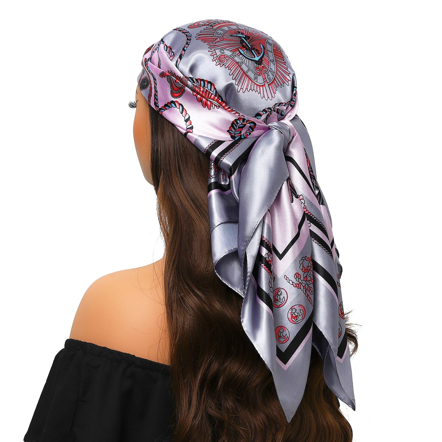 Popular Shawls Europe And America Fashion Bandannas New Print Sunscreen 90X90CM Kerchief Four Seasons Luxury Square Silk Scarves - NamafadStore