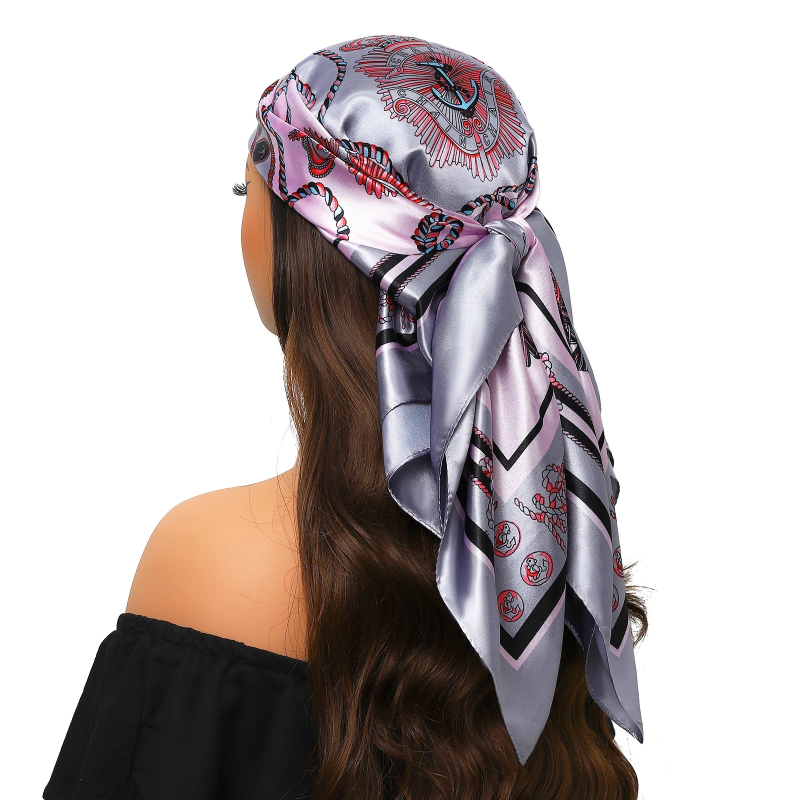 Popular Shawls Europe And America Fashion Bandannas New Print Sunscreen 90X90CM Kerchief Four Seasons Luxury Square Silk Scarves - NamafadStore
