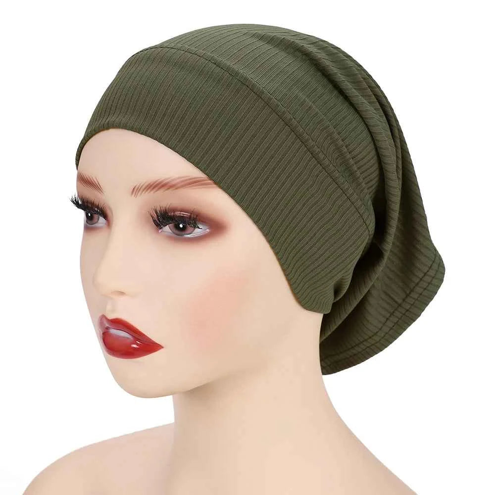 Muslim Ribbed Inner Hijab Caps Islamic Tube Underscarf Bonnet Stretch Headband Turban Musulman Femme Head Wraps