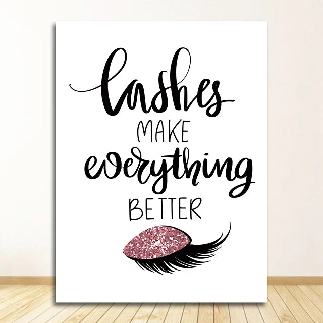 Nordic Wall Art Canvas Painting Lashes Black Lips Women Poster Print Simplicity Perfume Books Picture Modern Salon Beauty Decor