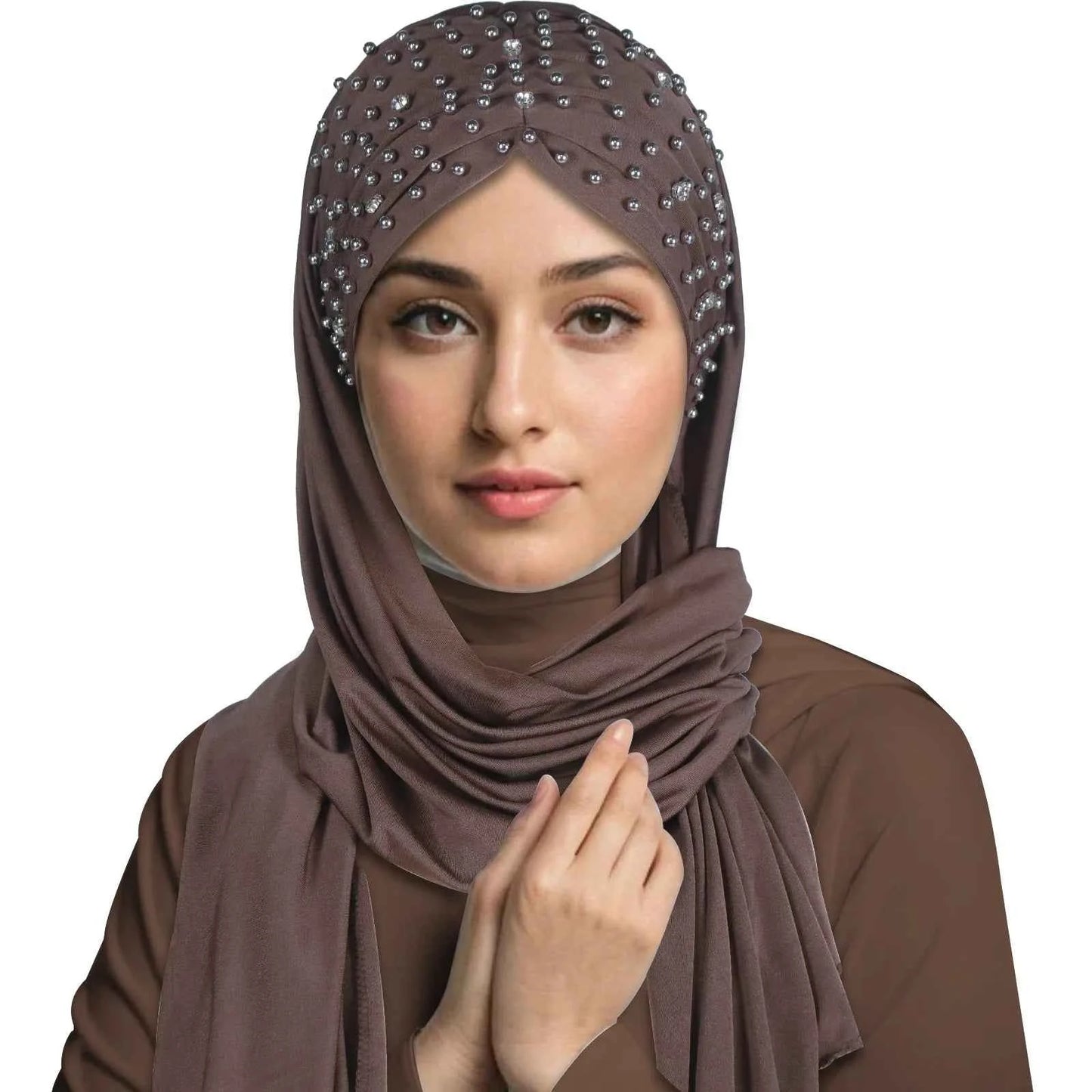 Instant Hijabs Hijab Scarf With Diamonds Jersey Caps Bonnet Brand Design Muslim Scarf Plain Pull On Ready Wear Wrap Head Cover