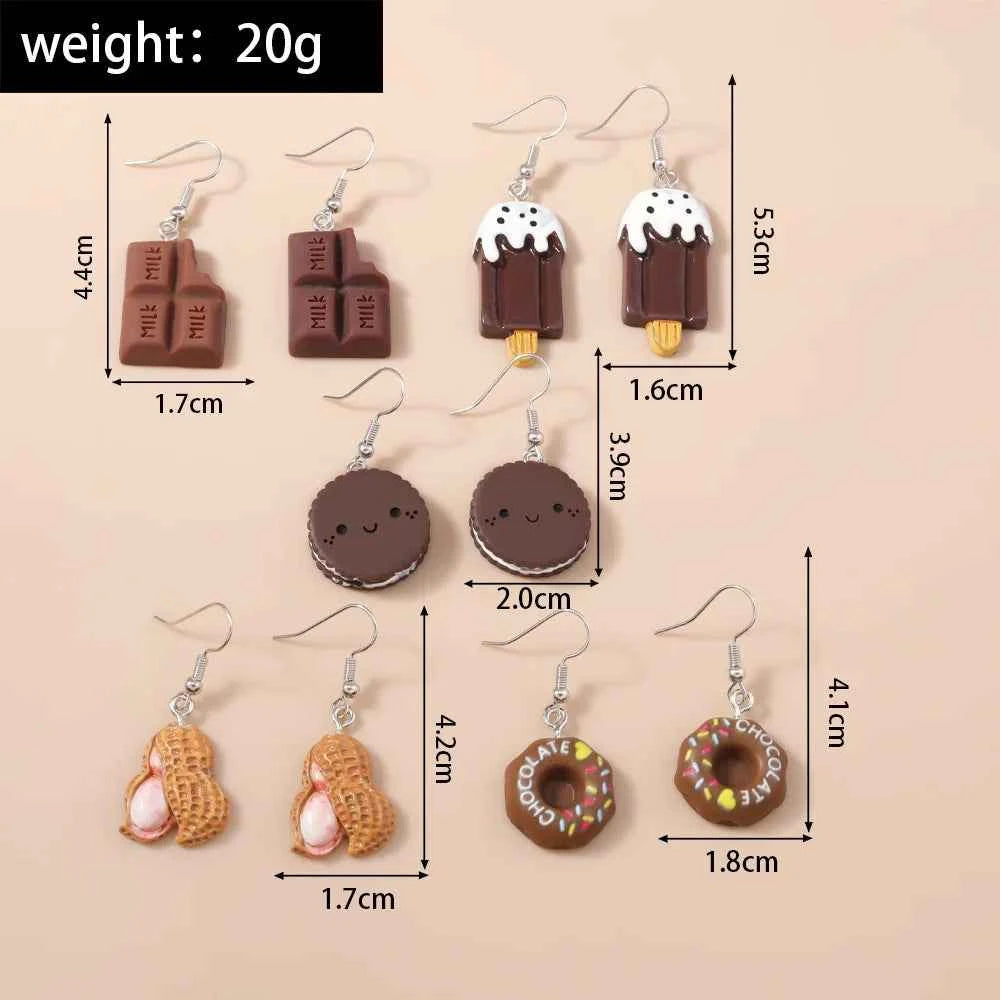 Aihua 10pcs Cute Cartoon Ice Cream Cookie Donut Chocolate Earring Set Acrylic Food Earrings for Women Kids Trendy Jewelry Gifts