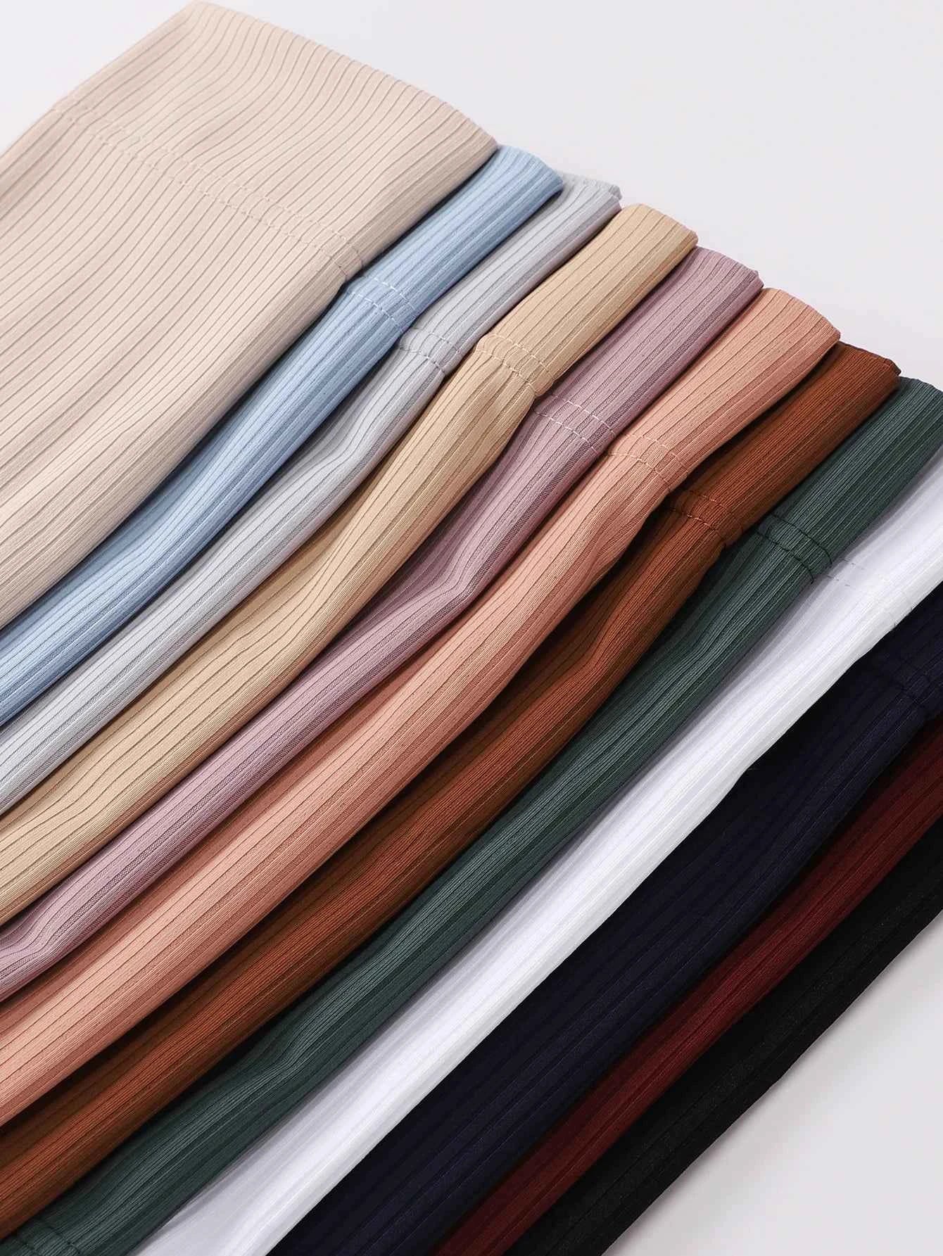 Muslim Ribbed Inner Hijab Caps Islamic Tube Underscarf Bonnet Stretch Headband Turban Musulman Femme Head Wraps