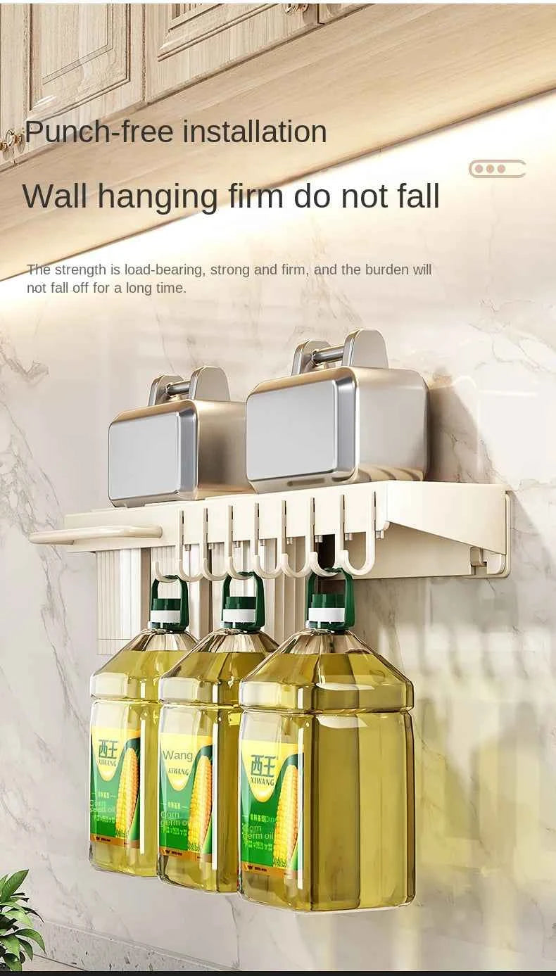 Wall-mounted knife rack for kitchen, multifunctional, no drilling required, knife and utensil holder, chopstick tube, integrated