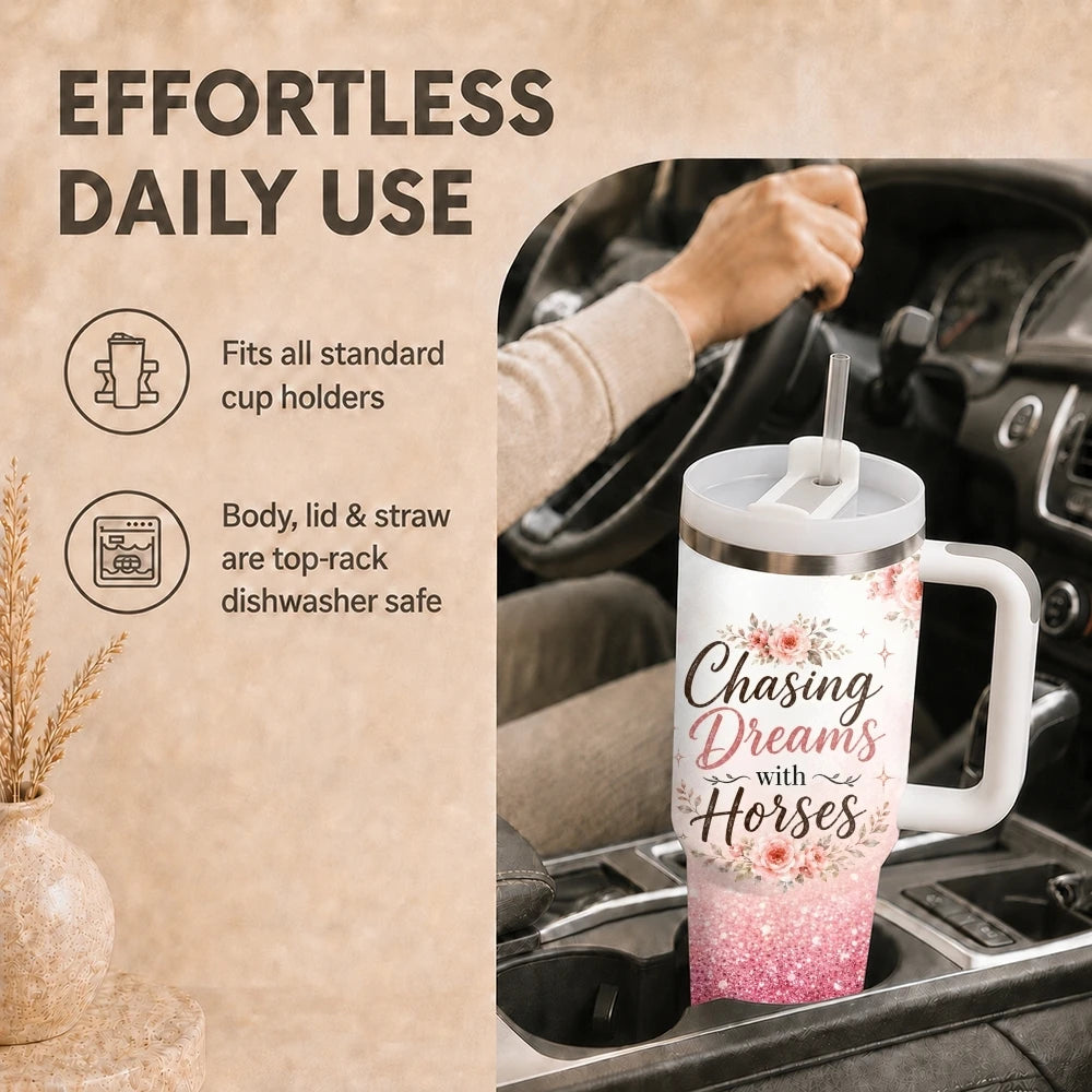 Horse 40oz Tumbler – Stainless Steel Insulated Travel Mug with Handle & Straw