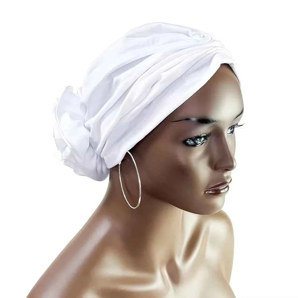 New Fashion Satin Flowers Turban Hijab Hats African Head Wraps Elastic Muslim Hats Breathable Chemo Cap For Women Girls