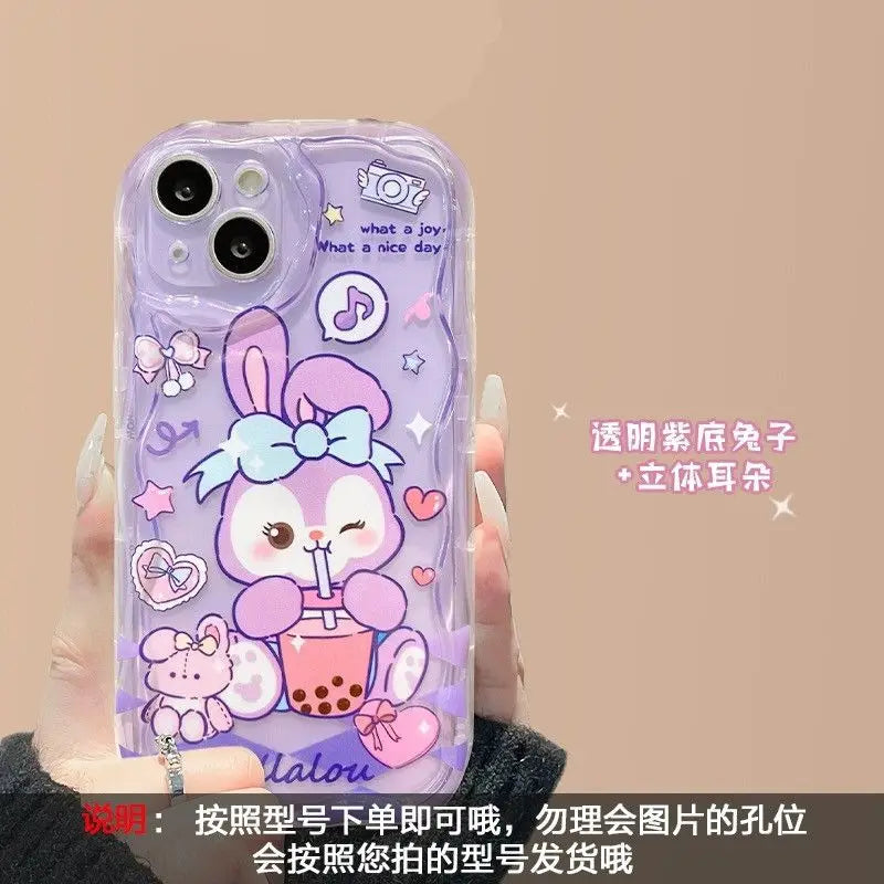 Adorable LinaBell StellaLou Chain Cover For Iphone 17 Pro Max 17 Air 16 15 14 13 12 11 Pro Max Plus 12 mini 3D Ear Disney Case
