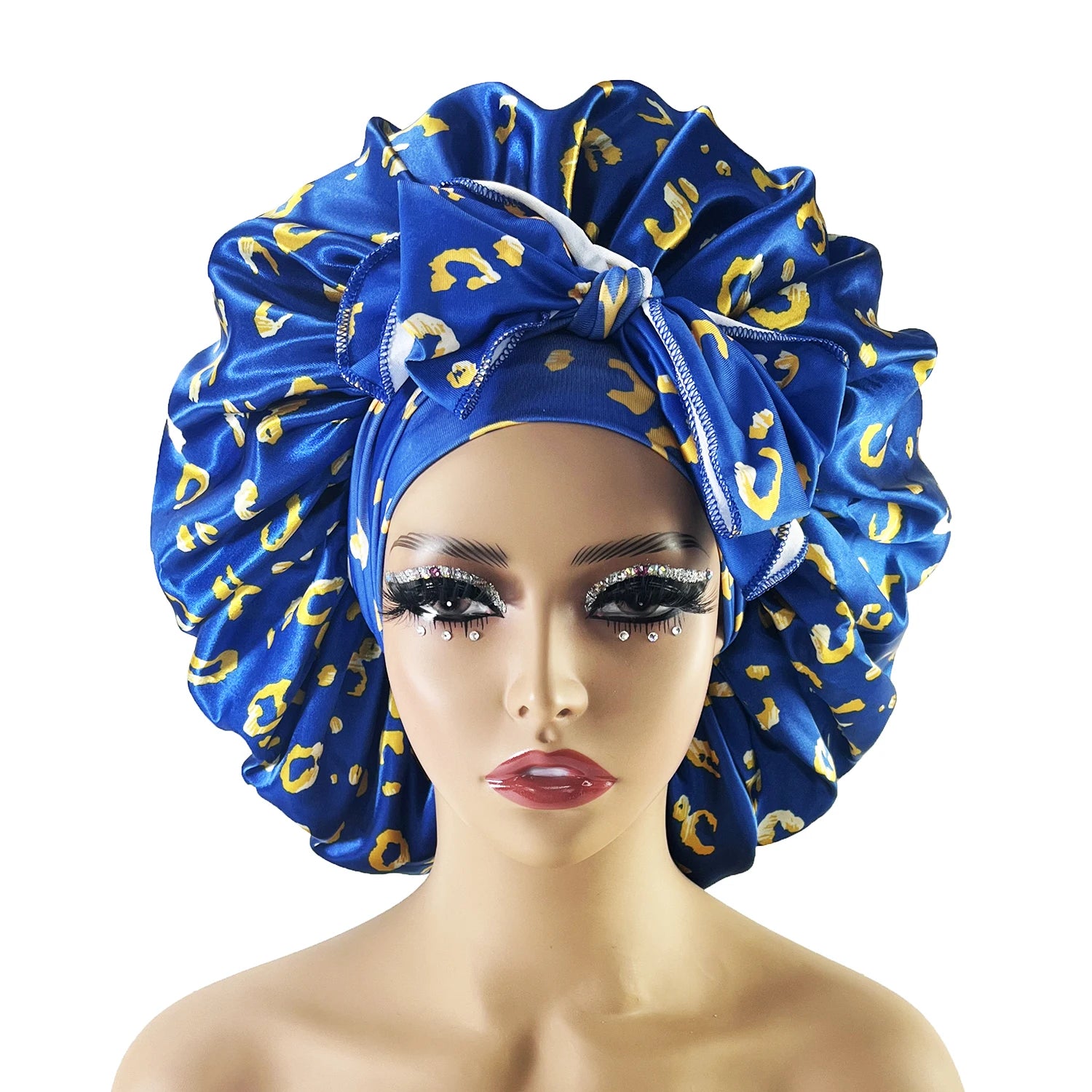New Large Satin Bonnet Silk Night Sleeping Cap With Head Tie Band Bonnet Edge Wrap For Women Curly Braid Hair - NamafadStore