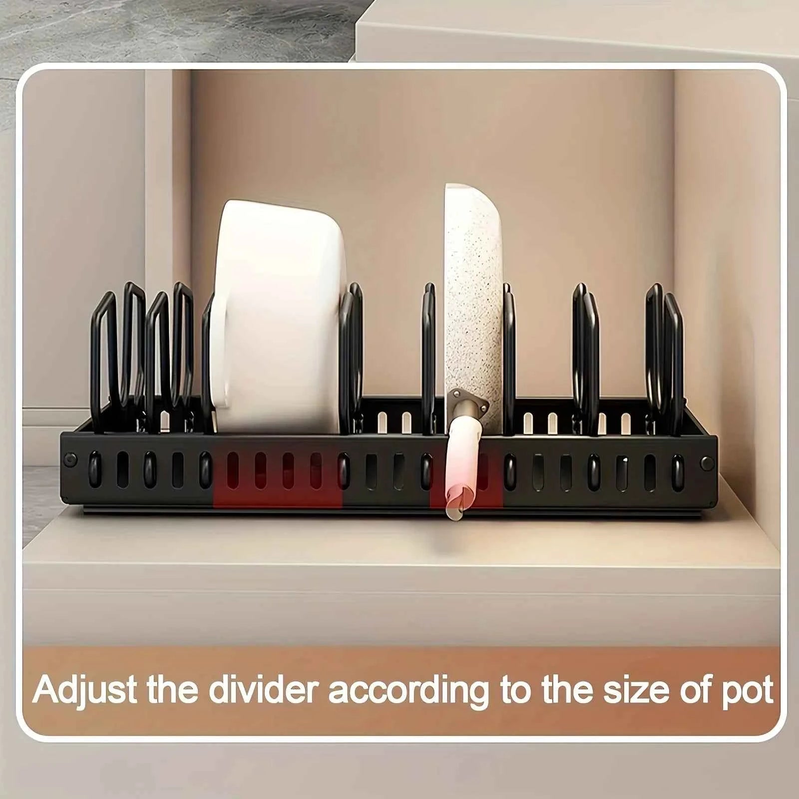 Adjustable Cookware Storage Rack, Kitchen Pull-out Shelf, Sliding Countertop and Dish Rack Inside Cabinets