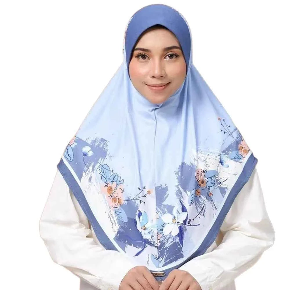Flower Eid Al-Fitr Long Floral Turban Adjustable Multiple Colors Printed Arab Lady Headscarf Chiffon Hijab Head Wrap Women