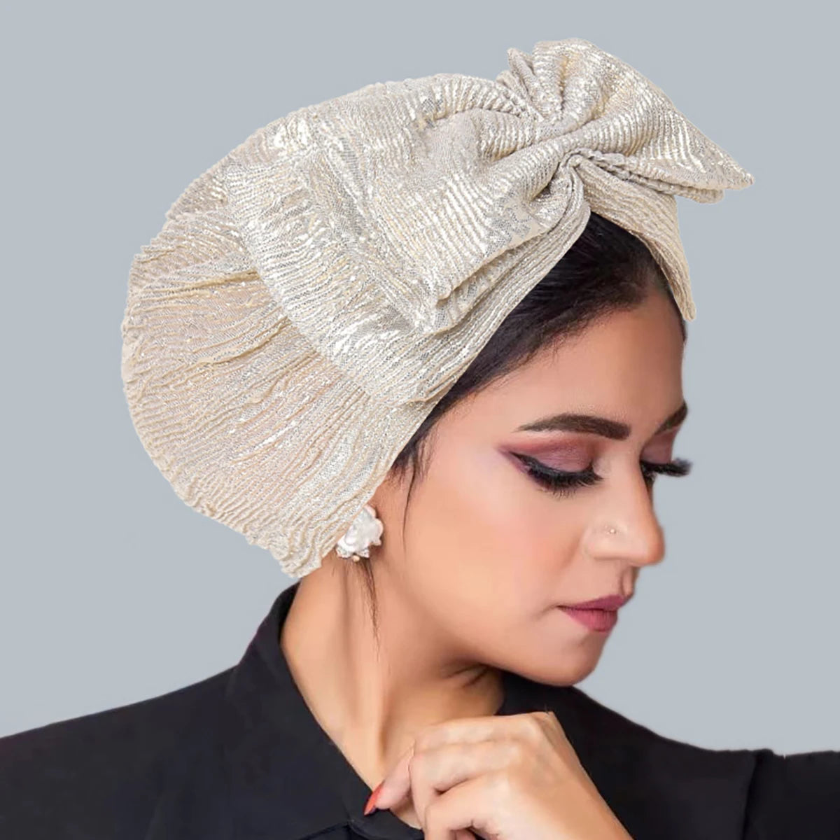 New Fashion Bow Women's Hijab Solid Color Muslim Ladies Turban Bonnet Soft Elastic Head Wrap Head Scarf Indian Hats
