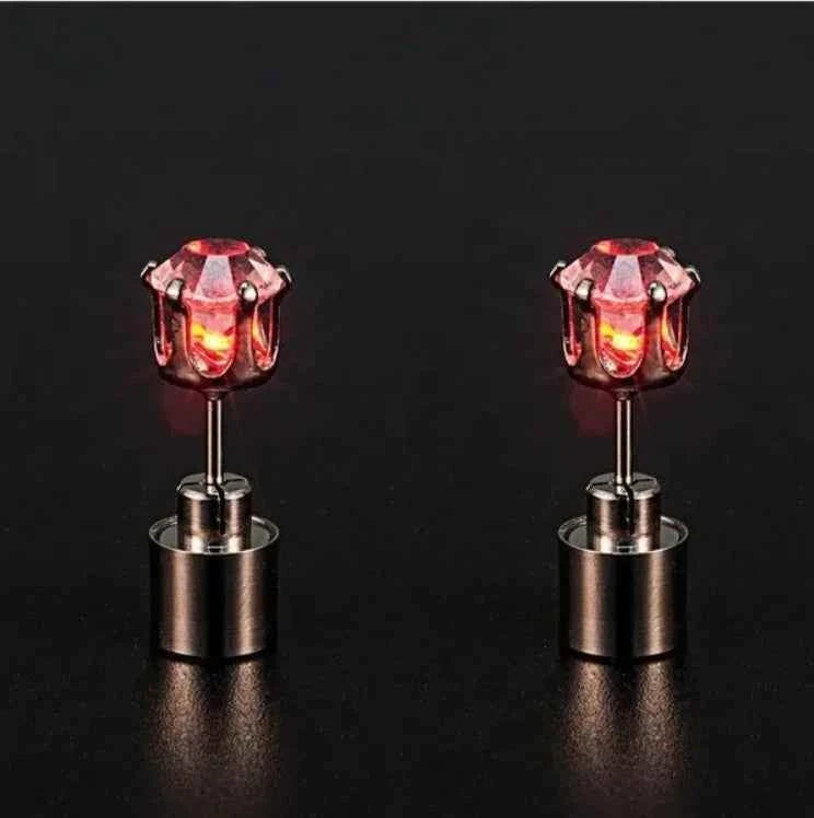 Unique Boys Girls LED Light Bling Studs Earrings Christmas Gift Halloween Party Night Earring Studs Fashion Jewelry