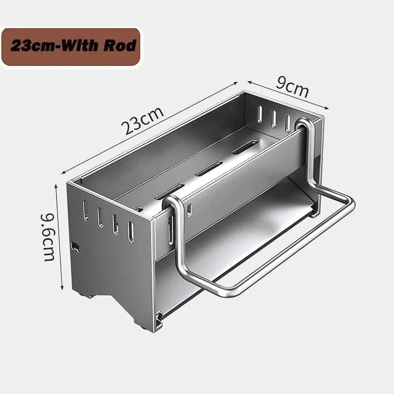 1pc Stainless Steel Kitchen Storage Rack Large-capacity Rag Sponge Draining Rack Household Sink Storage Rack Kitchen Organizer