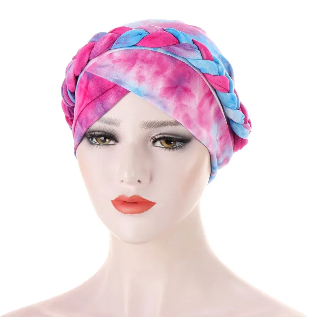 Women Lady Beads Muslim Braid Head Turban Wrap Cover Cancer Chemo Islamic Arab Cap Hat Hair Loss Bonnet Beanies Fashion - NamafadStore