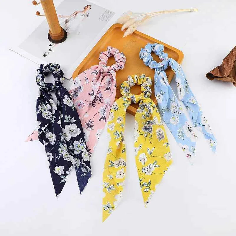 Fashion Dots Scrunchies Long Hair Rope Korean Hair Ties for Women Ponytail Scarf Sweet Elastic Hair Band Hair Accessories