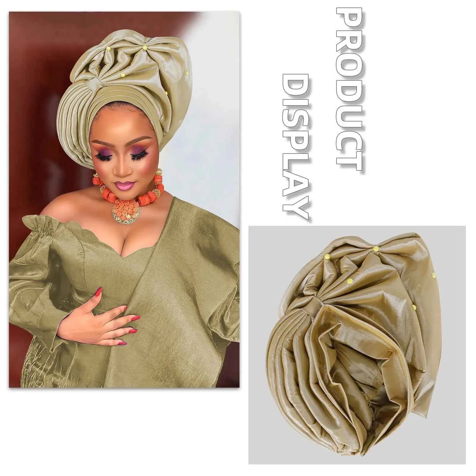 New Luxury Shiny Turban Cap for Women African Auto Gele Headties Nigeria Wedding Party Geles Hijab Bonnet Hat Head Wrap Headgear