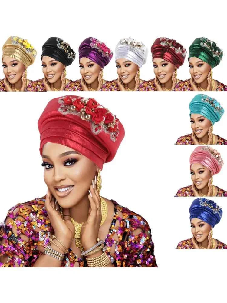 Exaggerated Big Braid Turban Cap for Women African Lady Head Wraps Nigeria Autogele Headtie Wedding Party Headgear Turbante