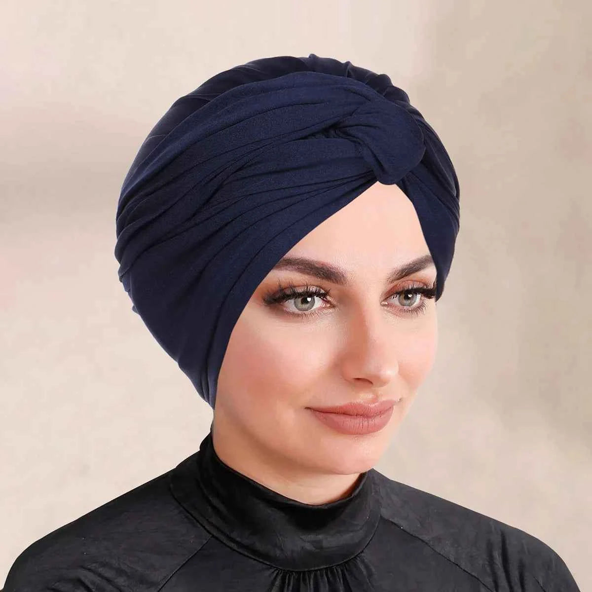 Ramadan Instant Turban Inner Hijabs Caps Hat Muslim Fashion Women's Headscarf Solid Color Women Hijab Bonnet Chemo Cap