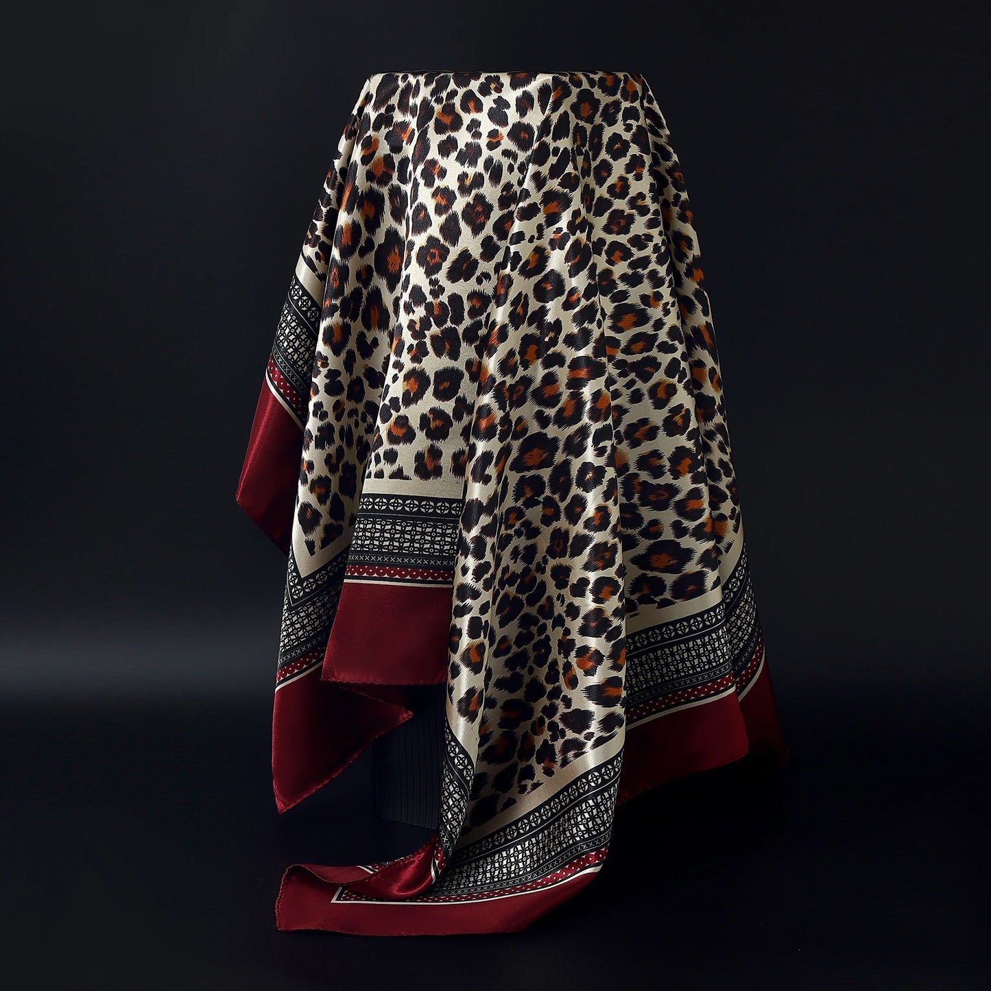 90*90cm Silk Scarf Women Print Hair Neck Square Office Ladies Shawl Bandanna Muslim Hijab Handkerchief Muffler Foulard female - NamafadStore