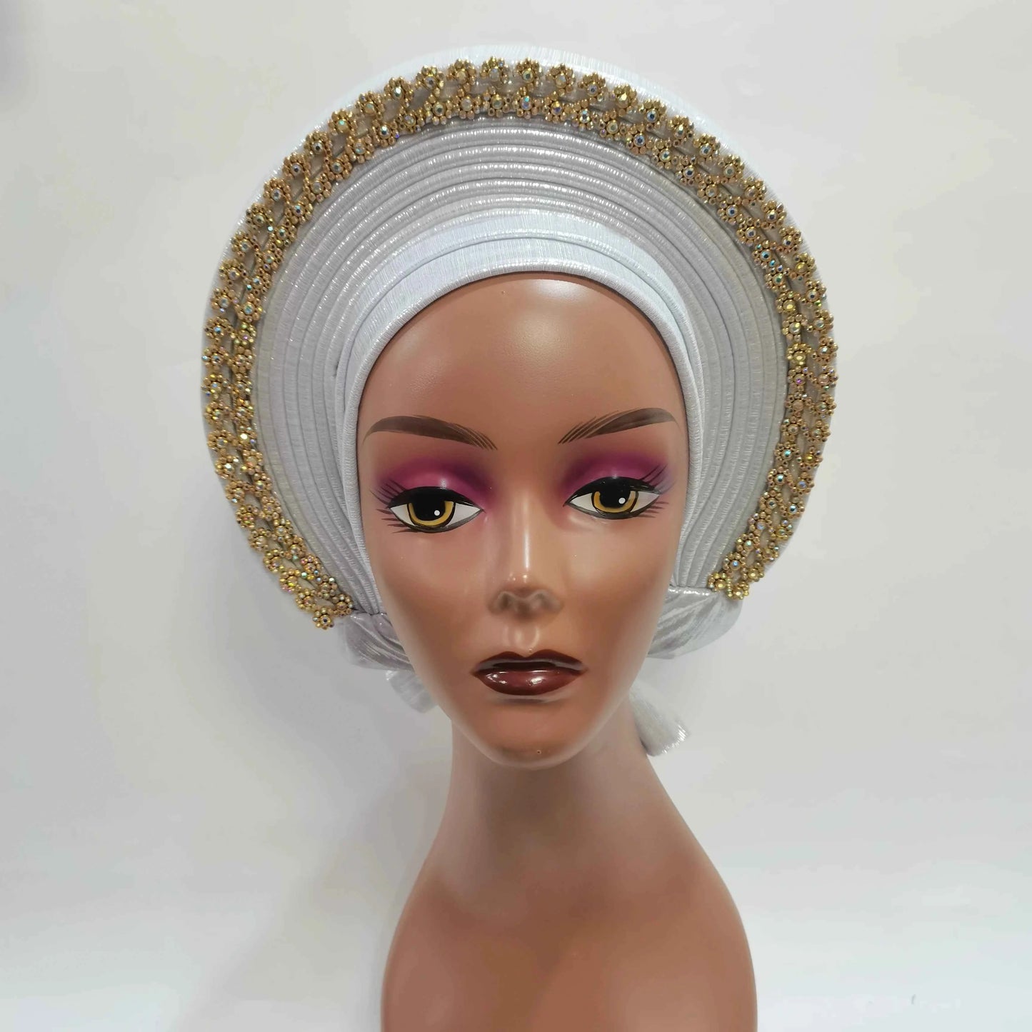 Nice African Turban Cap Plain Colors On Top Ready to Wear Nigeria Head Wrap Women Cap Nigerian Auto Hat Already Made 1 Pcs/pack
