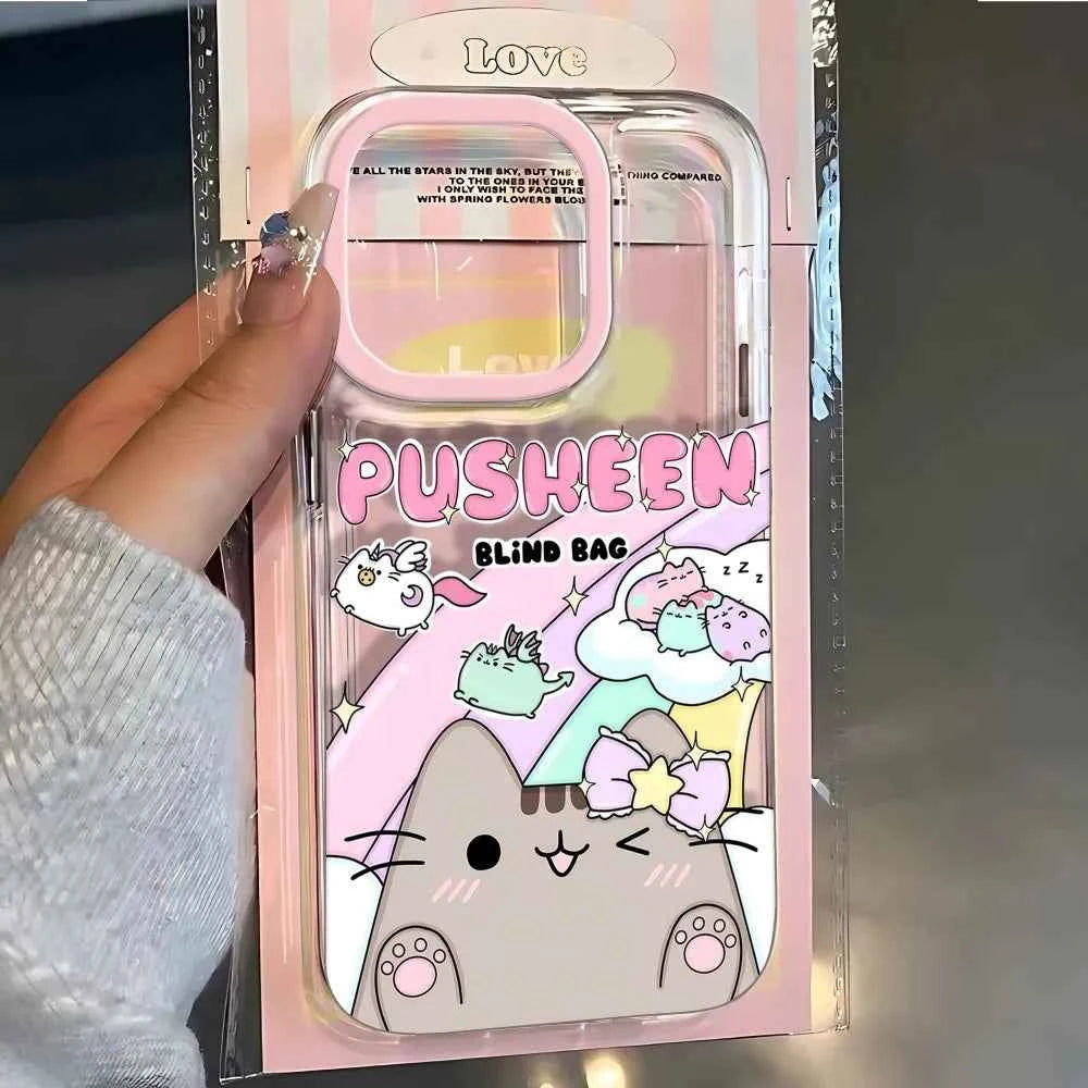 Cute P-Pusheens Cat Phone Case For iPhone 17e 17 16 16e 15 14 13 12 11 Mini Pro Max X XR XSMax 7 8 Air Plus Transparent