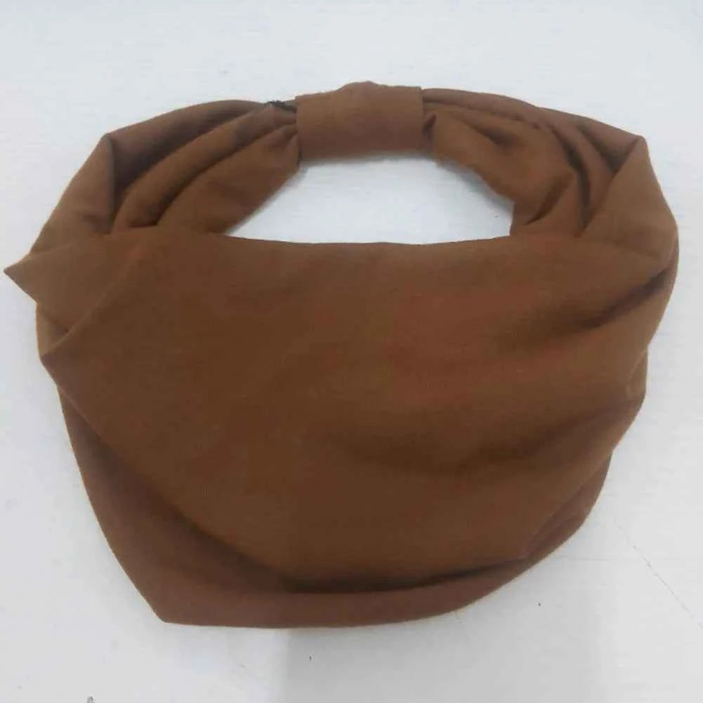Women’s Solid Color Turban Headwrap – Soft Cotton Knot Headband Elastic Wide Hair Band for Yoga & Daily Wear