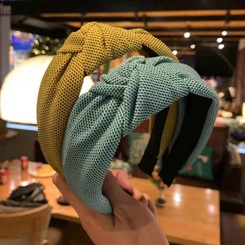 Female Retro Knitting Headband Solid color Knotted Hairband Head Bands Simple Wide Knot Hair Hoop Bezel Hair Accessories Gifts