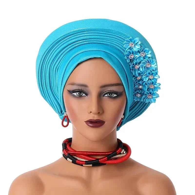 2025 Sequins Turban Chemo Cap for Women Ready to Wear African Auto Gele Headtie Nigeria Wedding Geles Female Head Wrap Headpiece