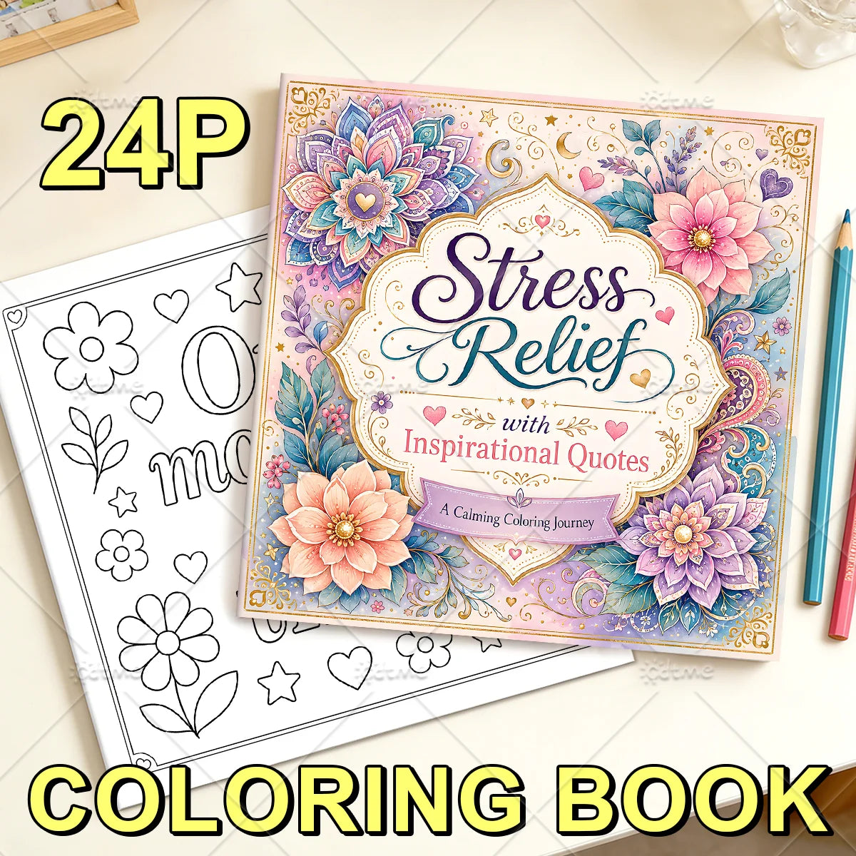 Stress Relief Coloring Book for Adults – Bold Easy Patterns & Cute Designs