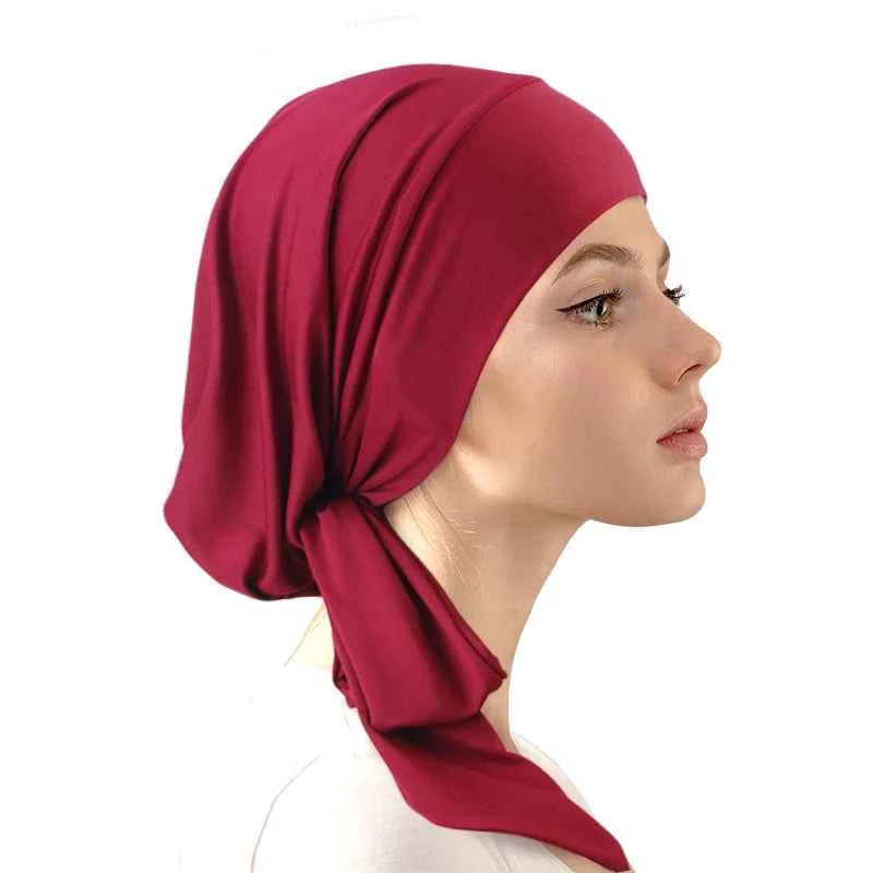 Women Muslim Turban Cap Soft Stretch Pre-Tied Hat Islamic Headscarf Turban Hat Bonnet Turbante Mujer Chemo Cap Headwear
