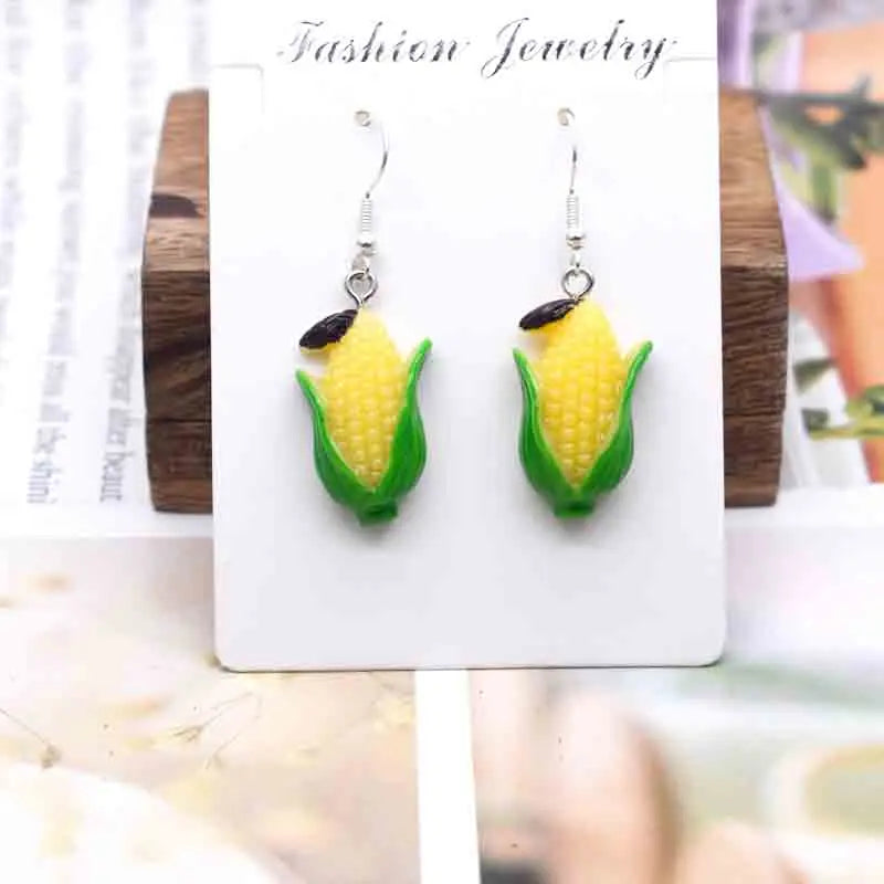 Earring For Women Resin Handmade Cartoons Animals Fruits Vegetables Kawaii Drop Earrings Funny Gifts