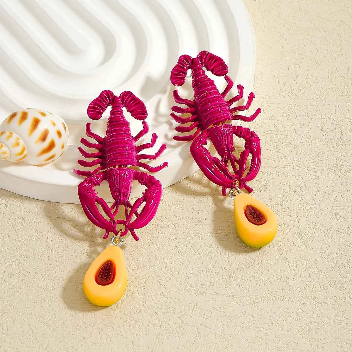 Fashion Enamel Sea Animal Dangle Earrings For Women Cute And Fun Summer Beach Starfish Lobster Crab Jewelry 2025 Ear Accessories