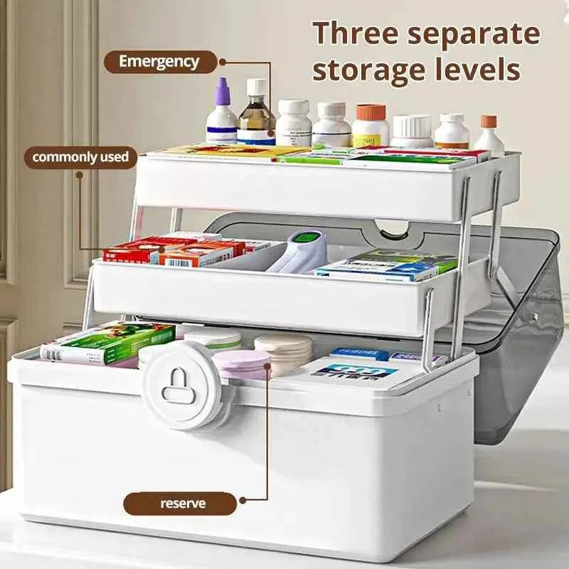 1pc White Large Capacity Medicine Box For Home Medicine Storage Multi Layer Classification Home Medicine Box