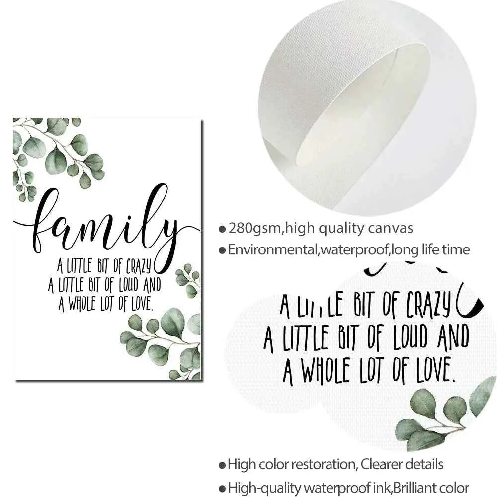 Happy Family Quote Wall Art Black White Poster Love Heart Print Nordic Canvas Painting Minimalist Picture Living Bedroom Decor