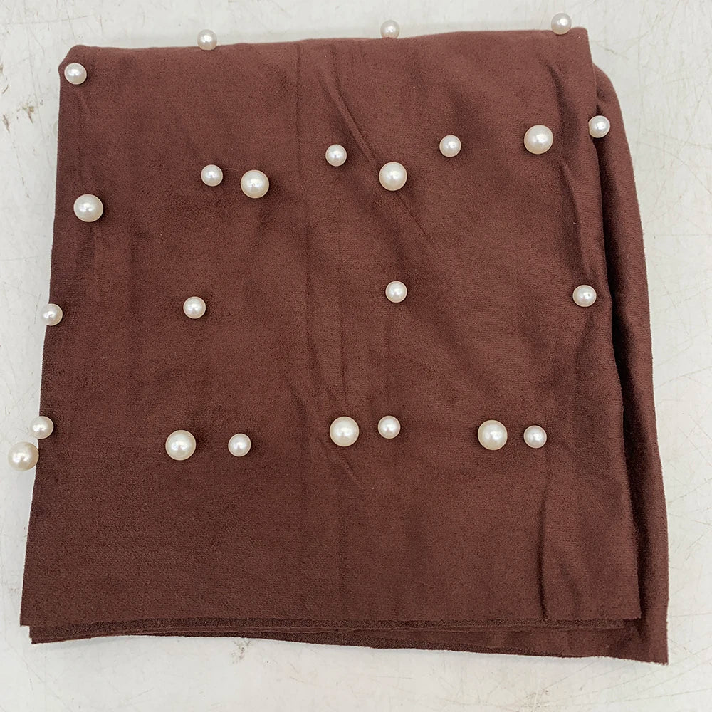 2024 Suede Twisted Turban Cap for Women Beading Head Wraps Bonnet Muslim Headscarf Hat Lady Wrap Head Scarf - NamafadStore