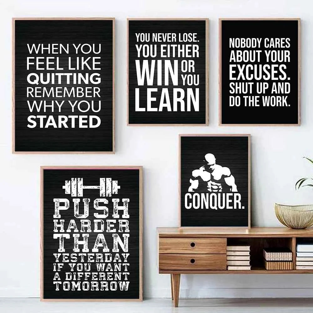 Office Decor Exercise Motivational Quote Minimalist Wall Art Print Canvas Painting Posters for Living Room Modern Home Decor