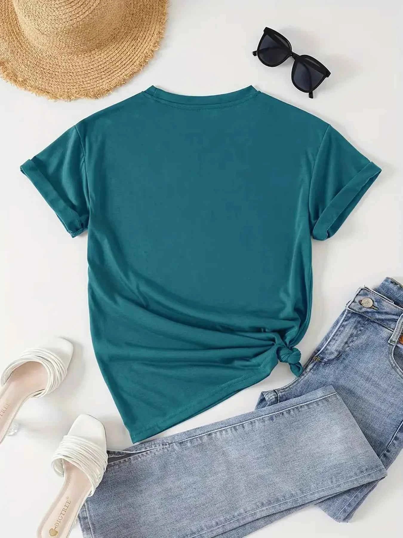 It's Ok To Women's Tee - Mental Health Awareness Graphic, Casual Teal Top